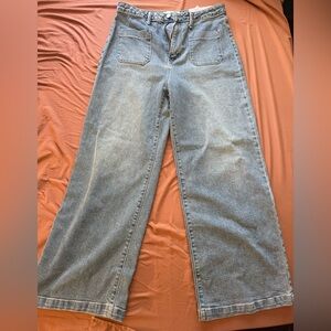 Just Black Light Denim Wide Leg Sailor Jeans